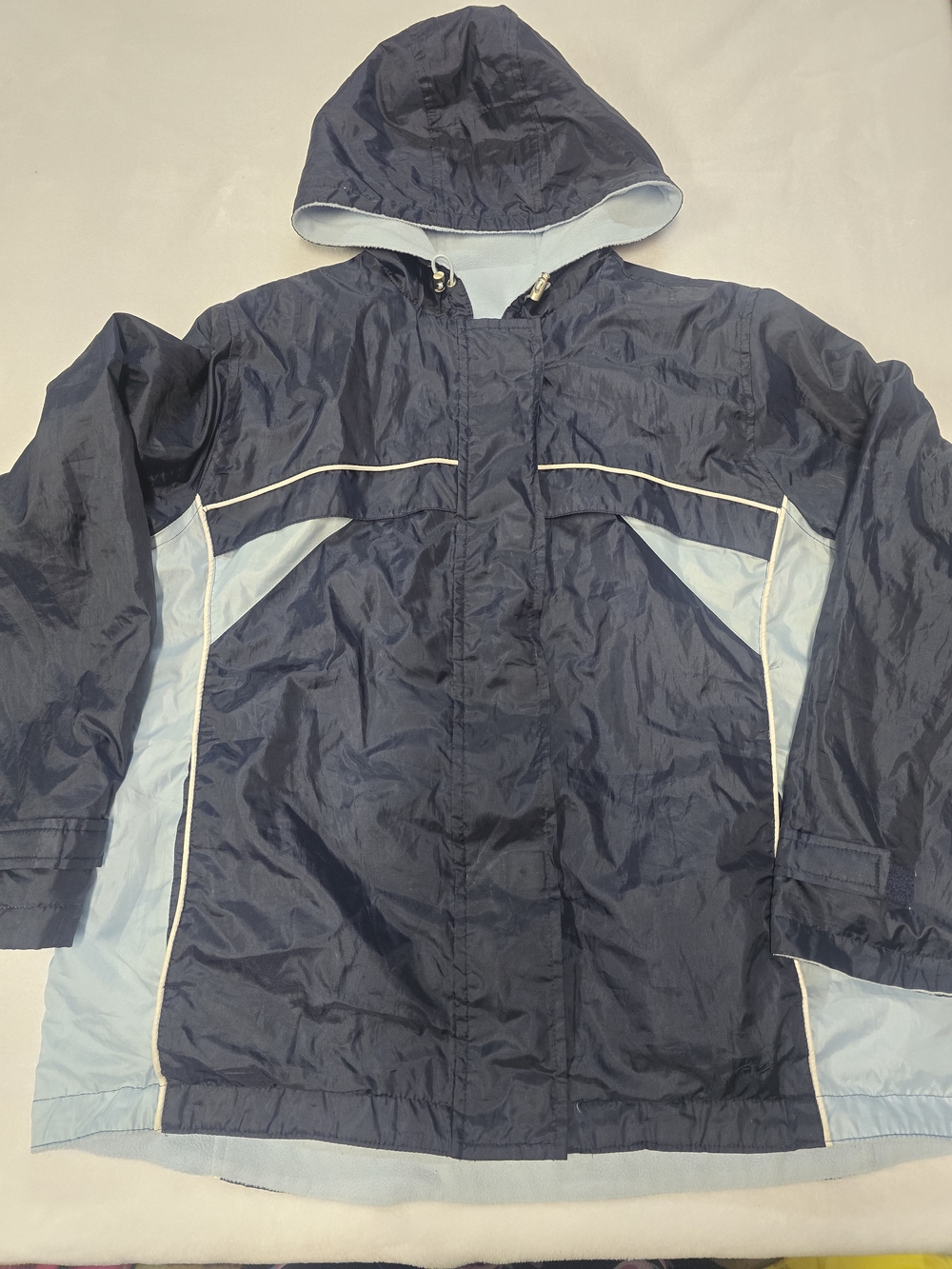 Athletic Works Navy and Light Blue Hooded Windbreaker Jacket Reversable Size 1X